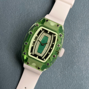 High-quality RM 0702 style Crystal Case Automatic Ladies Watch Diamond-<b>studded</b> Mechanical Watch With White Rubber Strap - Product Image 3