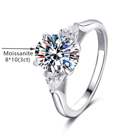 Bague pour femme en argent sterling S925, 3 carats, couleur D, VVS1, moissanite, taille ovale, bague de mariage ou de promesse, certifiée GRA, en stock, vente en gros