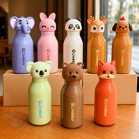 Thermos en acier inoxydable 16 oz à marque privée avec couvercle détachable en PVC motif animal et paille en silicone 100 % étanche pour enfants