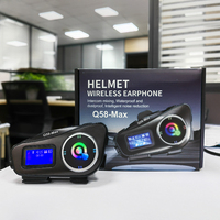 Casque de moto Q58 MAX avec intercom, batterie 1000mAh, étanche, réduction du bruit, écouteurs BT 5.3 avec écran LED et fonction FM