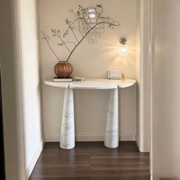 Table console moderne personnalisable en marbre de Carrare, style minimaliste, pour entrée de villa de luxe, salon, meubles de style panneau de bois