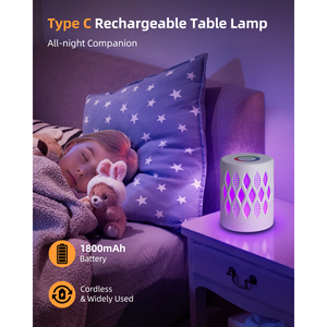 Aigostar RGB lampada da comodino bianca calda 256 colori dimmerabile Touch telecomando alla moda 5V luce notturna lampada da tavolo per bambini - Product Image 5