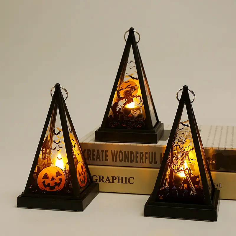 Dekorasi Halloween lentera labu Portable Witches Skeleton lampu malam dekorasi Halloween