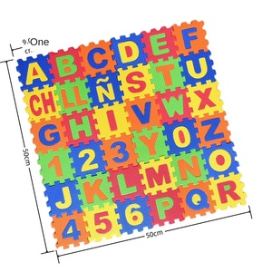 Puzzle souple de 36 pièces en EVA moulé par injection Tuiles d'exercice Alphabet espagnol et nombre pour enfants Tapis de jeu en <span class=keywords><strong>mousse</strong></span> - Product Image 1
