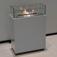 Caminetto Elettrico e a Batteria AP60 in Metallo e Acciaio Inox con Telecomando per Uso Interno