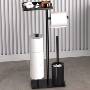 <span class=keywords><strong>Portarotolo</strong></span> da Terra Quadrato in Acciaio da 60CM con Spazzola per WC Multifunzionale <span class=keywords><strong>e</strong></span> Design Moderno per Bagno - Product Image 2