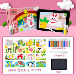 Kit lukis seni pasir 10 kartu, untuk anak-anak 16 warna Set kerajinan DIY dengan alat mainan gambar untuk anak perempuan dan anak laki-laki - Product Image 5