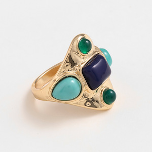 Anillos de Aleación Estilo Vintage Europeo Americano Kenjie, Diseño de Moda Transfronterizo, Piedra Ojo de Tigre Turquesa, Retro - Product Image 4