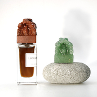 Flacon de parfum en verre transparent de 50 ml avec logo personnalisé de luxe classique, impression de marque privée, bouchon en jade de style chinois