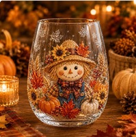 Handgefertigtes Weihnachtsmuster Eiförmiges Stiellos-Whiskyglas aus Hochwertigem Borosilikatglas für Zuhause, Bar und als Geschenk