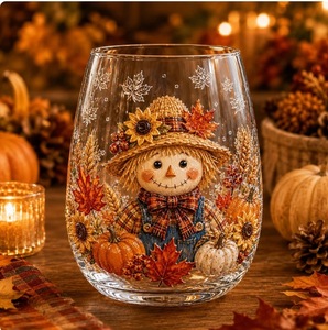 Bicchiere da whisky in vetro borosilicato senza stelo a forma di uovo con motivo natalizio fatto a mano, per bar domestico o regalo - Product Image 5