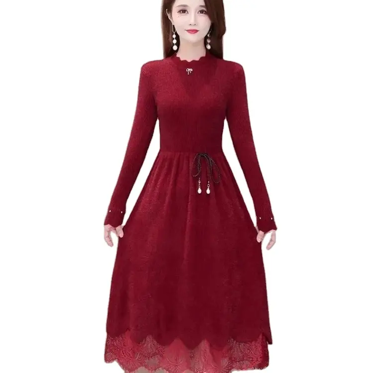 chinese dress ladies Winter Moon Strapless Lace Trim Midi Dress Sage main image 0