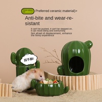 Birdstory - Maisonnette en céramique pour hamster avec bol à nourriture et bouteille d'eau - Décoration de cage pour hamster syrien et hamster doré