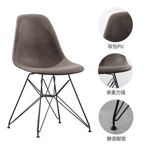 Modern Minimalist <b>Dining</b> <b>Chair</b> Nordic Style Upholstered Metal Frame Adult Use Study Room - Product Image 4