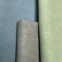 Cuir synthétique PVC gaufré floral 1,0 mm imitation broderie fleurie pour décoration murale, bricolage et artisanat de sacs à main