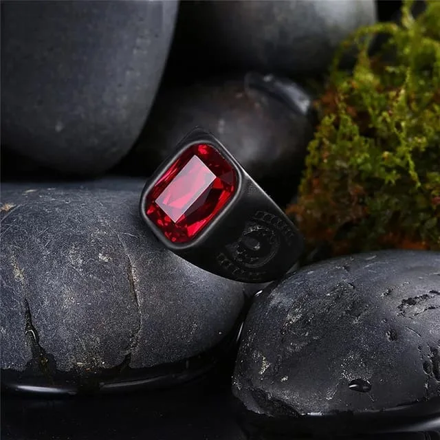 Anello Uomo In Lega Con Zircone Nero &ndash; Vintage, Pattern Retr&ograve;, Misura Da 7 A 13 US, 925 Silver Filled