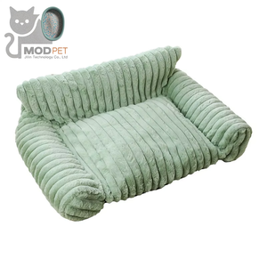 Stock para mascotas sofá cama para perros cama de terciopelo a rayas de piel de conejo sólido ecológico clásico grueso para todas las estaciones resistente al desgaste extraíble - Product Image 1