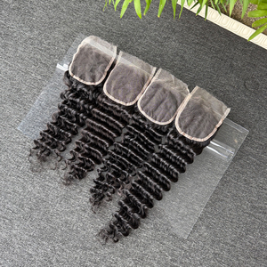 Vente en gros usine : Cheveux humains vierges brésiliens 100% naturels, closure HD Lace 4x4 Deep Wave, 14-20 pouces, sans nœuds, styles variés - Product Image 4