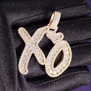 Colgante de Plata de Ley 925 con Letra <span class=keywords><strong>XO</strong></span> y Moissanita VVS, con Certificado de Autenticidad, Estilo Hip Hop Iced Bling para Hombre y Mujer - Product Image 3