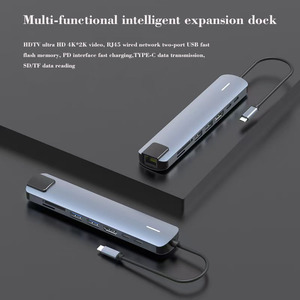 8 en 1 Tipo-C Hub Multipuerto Estación de acoplamiento con 4K HDTV USB3.0 RJ45 SDTF Adaptador de carga PD 8 puertos USB C Hubs - Product Image 6
