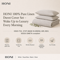 Ensemble de literie HONI certifié OEKO-TEX 100% lin, 3 pièces, style luxueux, couvre-lit moelleux pour lit queen et king, en vente