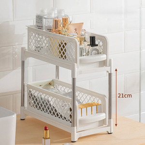 Estante de almacenamiento de 2 capas para baño, esquinero de plástico para ducha y champú, soporte de pared, organizador de artículos para el hogar y la cocina - Product Image 4