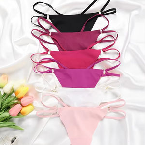 欧美设计女式丁字裤舒适心形环无缝低腰高弹性透气薄表带素色 - Product Image 1