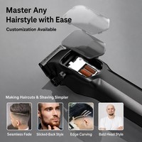 Cortapelos con Cuchilla DLC, Motor Magnético de 11000 RPM, Pantalla LED, Recargable por USB Tipo-C, para Salón y Barbería, Ajustable, con Recordatorio de Aceite
