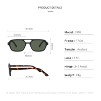 2025 tendances concepteur rétro Double pont TR90 cadre acétate lunettes de soleil luxe haute qualité verres polarisés lunettes de soleil hommes