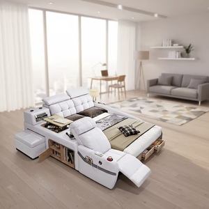 <span class=keywords><strong>Lit</strong></span> intelligent multifonctionnel moderne FYZK avec fonction de massage, <span class=keywords><strong>lit</strong></span> en cuir et tissu tatami taille <span class=keywords><strong>king</strong></span>, meubles de chambre à coucher avec rangement - Product Image 1