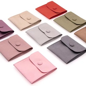 Sợi nhỏ da lộn da đồ trang sức túi đồ trang sức Túi Snap Nút Túi hộp giấy với thẻ chèn - Product Image 5