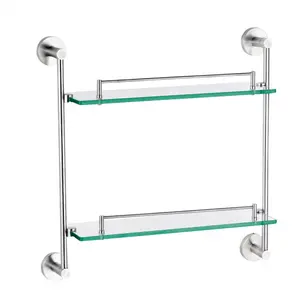 Stainless steel 304 high quality bathroom two tier glass shelf