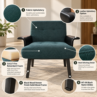 Fauteuil d'appoint moderne rembourré avec structure en bois pour chambre d'hôtel, idéal pour les projets de complexes hôteliers et d'hôtels de charme
