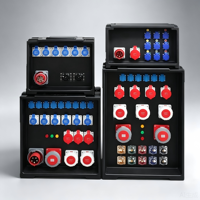 Caja de Distribución de Energía Portátil Negra para Uso en Escenarios, Resistente a la Intemperie IP65, Doble Voltaje (Monofásico/Trifásico) Integrada