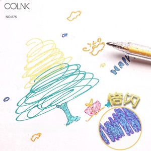 Juego de 8 colores de bolígrafos de gel con purpurina que cambian de color, tinta de dos colores sobre papel blanco y negro, ideal para la planificación de dibujos de estudiantes - Product Image 5