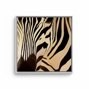Printed <b>Canvas</b> Artwork: Abstract Zebra Design in Gold <b>Frame</b>,WHITE FRAMED <b>CANVAS</b> - Product Image 2