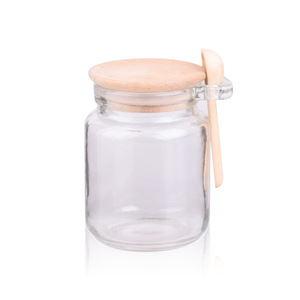 Khuyến Mại Bảng Đen Mini Mason Muge Thủy Tinh Mật Ong/Mứt/Sữa Chua/Thực Phẩm <span class=keywords><strong>Jar</strong></span> Với Muỗng Và Nắp Tre 250Ml - Product Image 2