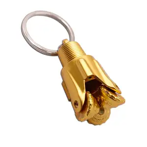 Premium Oilfield Keychain Drill Bit Gold Tricone Drill Rig Oil Company souvenir Gift Turning Cones