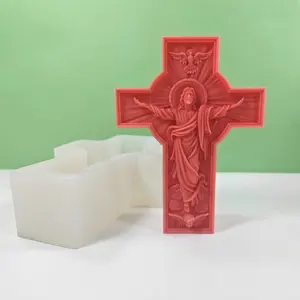 Última vela de Maria pingente de resina estátua de chocolate figura religiosa cruz busto rosto de Jesus molde de silicone cristão