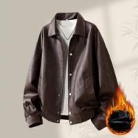 Blouson Moto Homme Rétro en PU, Coupe Ample et Oversize, Respirant, Coupe-Vent, Tendance Hiver, Chaud et Personnalisable