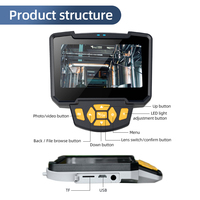 Caméra d'inspection endoscopique à double objectif portable avec écran LCD IPS de 4,3 pouces, câble semi-rigide de 10 m, 8 mm