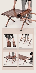 Mesa de madera plegable de playa HISPEED, mesa de madera de pícnic baja plegable enrollable con patas plegables - Product Image 6