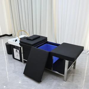 Équipement de spa capillaire japonais, lit de shampooing noir, lit de spa capillaire à circulation d'eau avec réservoir d'eau de 150 L - Product Image 5