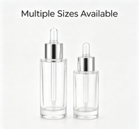 Flacon compte-gouttes rond en verre rechargeable de qualité supérieure avec bulbe compressible transparent, récipient liquide hermétique pour un stockage à long terme