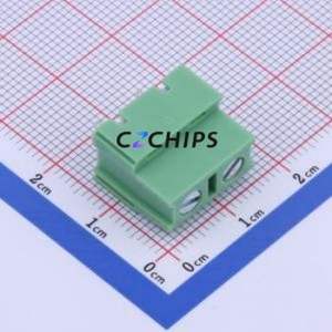 XY128V-B-7.5-2P Screw Terminal Block Through hole Component (THT),P=7.5mm Connector 1x2P 7.5mm Green Through Hole - Product Image 1