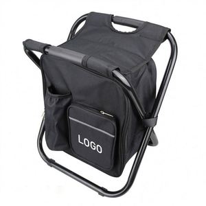 Custom Logo Durable Multi-Function Insulated <b>Cooler</b> Stool <b>Backpack</b> 600D Oxford Material Portable Folding Seat for Outdoor Events - Product Image 1