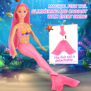 Muñeca Sirena Grande de 14 Pulgadas con Cola Extraíble, Princesa <span class=keywords><strong>del</strong></span> Océano Articulada de 34 cm con Accesorios de Vida Marina, Paquete Mixto de 2 Tonos de <span class=keywords><strong>Piel</strong></span> - Product Image 3