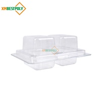 Emballage en blister carré pour gâteau dessert personnalisé à 2 trous, boîte en plastique PET transparente pour macarons et biscuits