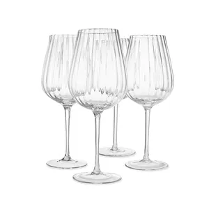 Set Of 4 Ripple Wine Glasses Red Wine Glass Goblet Ribbed Glassware Champagne Flute For Wedding Party