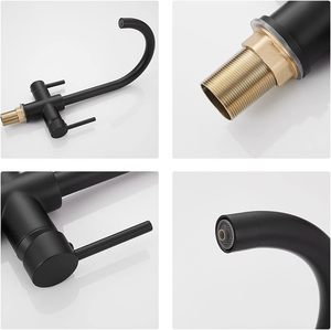 Đen 3 trong 1 nước tinh khiết nhà bếp <span class=keywords><strong>tap</strong></span>, Brass nước 3 Cách uống Mixer vòi nước, xách tay tri-flow Vòi nước lọc nước vòi - Product Image 4